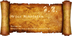 Hricz Nikoletta névjegykártya